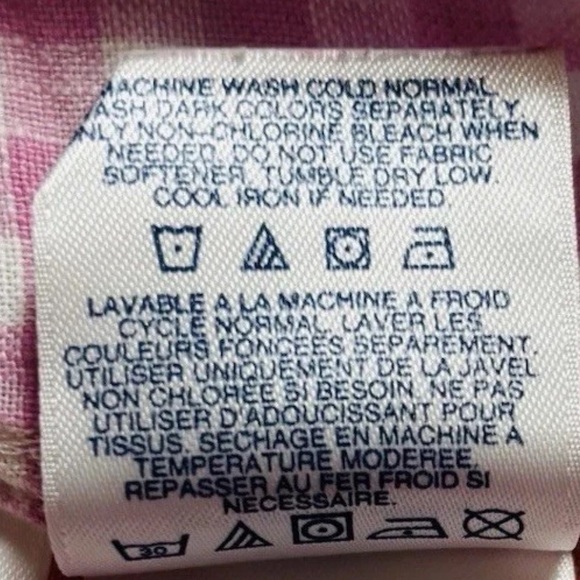 Lands End Women’s Petite M Pastel Patchwork Gingham Plaid Linen Rainbow Top - Picture 5 of 11